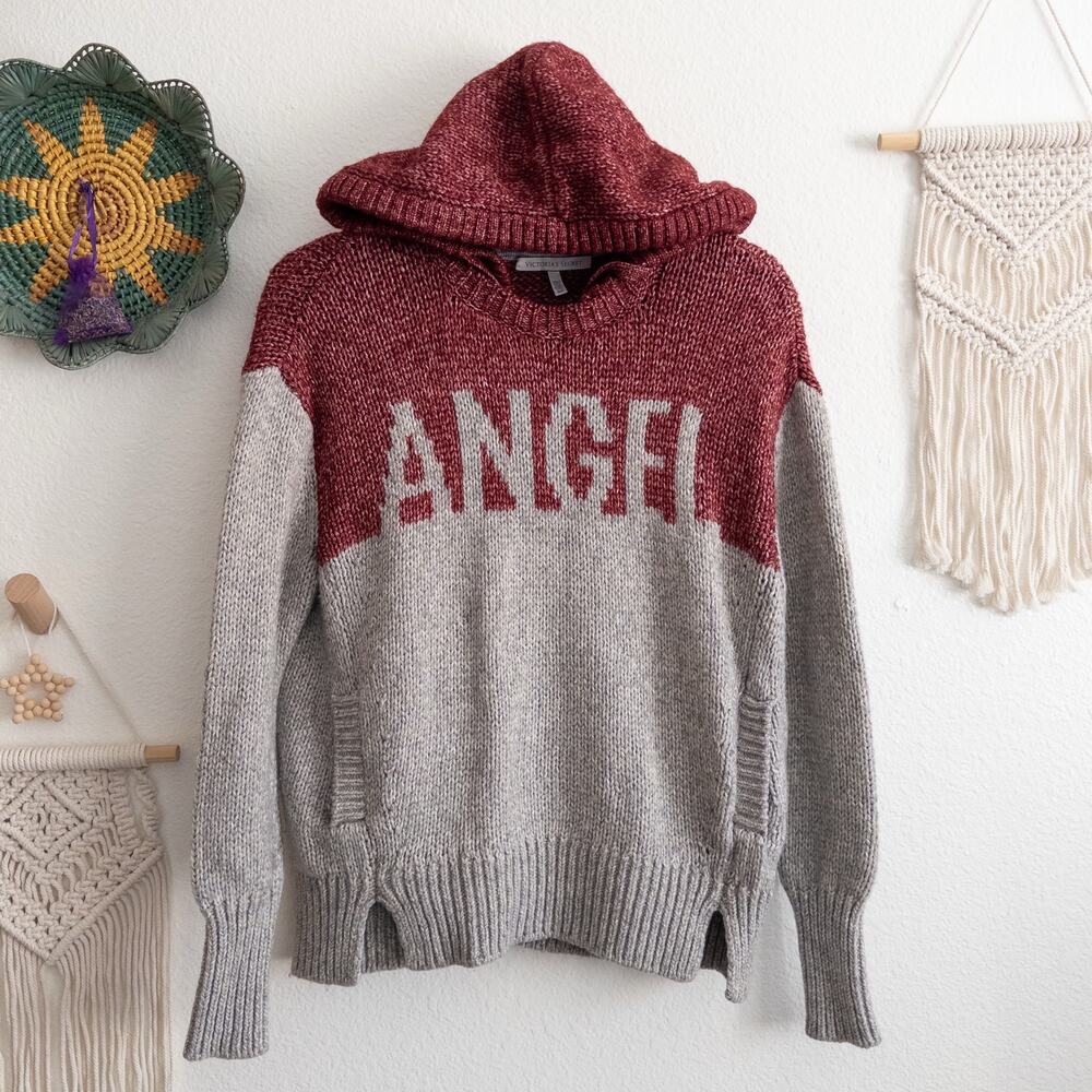Victoria's Secret 'Angel' Wool and Alpaca Chunky Knit Hooded Sweater Size Small